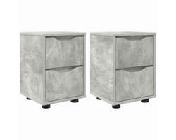 Set van 2 Nachtkastje | Lamptafel | Bedside kasten | Bed kasts Beton Grijs 30,5 x 30 x 43 cm Bewerkt hout