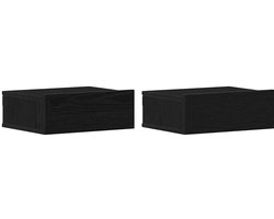 Set van 2 Nachtkastje | Lamptafel | Bedside kasten | Bed kasts zwevend 40x32x15 cm bewerkt hout zwart eiken