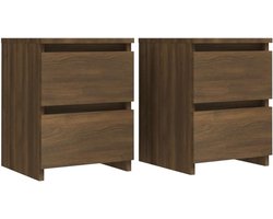 Set van 2 Nachtkastjes Bruin Eiken Klein Slaapkamer Meubel