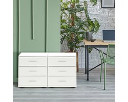 Set van 2 nachtkastjes met drie laden 45x52x34 cm Wit ML-Design