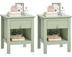 Set van 2 nachtkastjes met lade en open vak - 45 x 40 x 55 cm - groen
