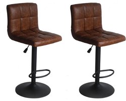 Set van 2 nancy vintage barkrukken cognac kunstleder / kookeiland / in de hoogte verstelbaar