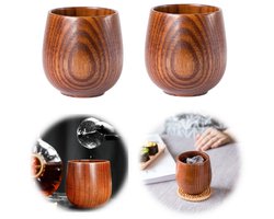Set van 2 natuurlijke houten theekopjes - Voor thee en jujube - Handgemaakte kopjes - Voor koffie, bier, thee, vruchtensap, melk