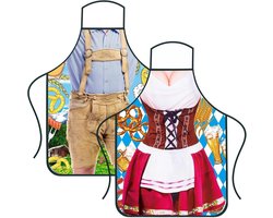 Set van 2 Oktoberfest-schorten voor dames en heren, leuk keukenschort voor barbecues, feesten en originele cadeaus