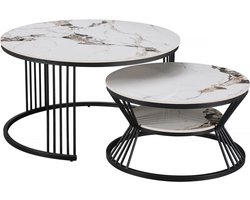 Set van 2 "Ombre" keramische salontafels - 70 x 70 x 45 cm - Wit