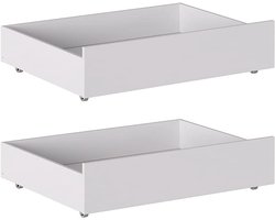 Set van 2 Onderbed Ladekasten - Houten Veranderkasten in Matwit - 100.5 x 68 x 21 cm