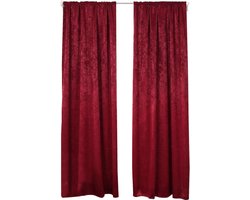 set van 2 ondoorzichtige gordijnen met ruchesband, 270 g/m² zware verduisteringsgordijnen, thermisch gordijn, koudebescherming, damastlook, lichtdicht voor woonkamer, slaapkamer, 135 x 245 cm bordeaux