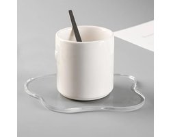 Set van 2 Onregelmatige Acryl Onderzetters voor Koffiemokken, Decoratieve Platen voor Bureau en Accessoires, Transparant en Klein