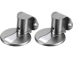 Set van 2 onzichtbare grijze magneet deurstoppers met verstelbare vloermontage, zonder boren voor eenvoudige en stevige bevestiging