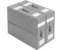 Set Van 2 Opbergboxen Voor Beddengoed Lakens En Dekbedovertrekken Stofarme Kledingkast Organizer Voor Bedlinnen Vierdelige Sets Imitatielinnen Grijs