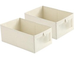 Set van 2 Opbergdozen van Katoen en Linnen - Vouwbare en Stapelbare Organizer voor Kleding, Kasten en Onderbedopslag