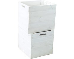 Set van 2 Opbergkisten voor Kallax en Expedit Rekken - Houten Kisten, Perfect voor Wijn en Fruit, 33 x 37,5 x 32,5 cm, Wit