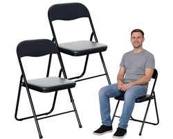 Set van 2 Opklapbare Stoelen – Tuinstoel – Kantoorstoel – Cateringstoel – Zwart