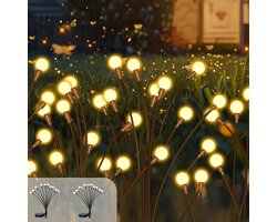 Set van 2 Oplaadbare Tuinverlichting met 10 LED's - Waterdichte Solar Firefly Lichten voor Buiten, Energiezuinige Decoratie voor Tuin en Pad