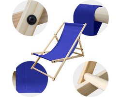 Set van 2 opvouwbare ligstoelen donkerblauw hout verstelbare rugleuning tot 120 kg ligstoel tuinligstoel strandligstoel