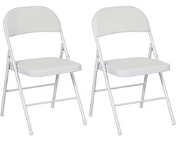 Set van 2 Opvouwbare Stoelen met Gewatteerde PU Lederen Zitting voor Thuis en Kantoor