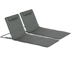 Set van 2 opvouwbare strandmatten met 5-voudig verstelbare rugleuning, verstelbare hoofdsteun, Oxford stof, inclusief draagtas, afmetingen 124 L x 53 B x 35-45 H cm