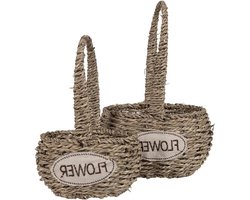 Set van 2 Ovale Plantenmanden van Zeegras - Decoratieve Opbergmanden voor Natuurlijke Interieur en Landelijke Stijl
