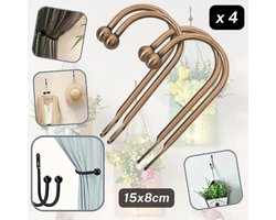 Set van 2 PAAR LUXE METALEN GORDIJNHOUDERS/EMBRASSES GORDIJN/GORDIJNHAKEN, Maat 15x8CM, Kleur BRONS