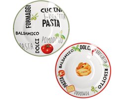 Set van 2 pastaborden met decoratie 1x groen & 1x rood 26.5cm - 27020606