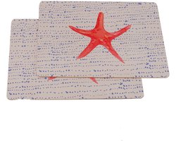 Set van 2 placemats mdf met een oranje zeester