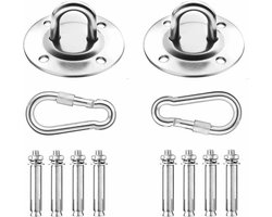 Set van 2 plafondhaken - hangstoelen - premium roestvrij staal - houders tot 450 kg - zware belasting, hangmatten, haken, 180 graden draaien, schommel voor beton en hout, hangmat, stoel, zandzak, slingtrainer