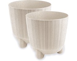 Set van 2 Plantenbakken op Hoge Poten Decoratief Wit
