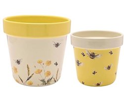 Set van 2 Plantenbakken voor Binnen en Buiten - Schattige Bloempotten voor Tuin en Woonkamer - Perfect Cadeau voor Tuinliefhebbers