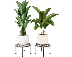 Set van 2 plantenstandaards voor grote planten - binnen en buiten - roestwerende metalen houder - decoratieve bloempotstandaards