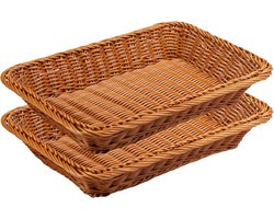 Set van 2 Poly-Rieten broodmanden - opbergmanden voor fruit en groenten - restaurants en keukens - geschikt voor buitengebieden - 13 x 98 x 248 x 28 inch wicker basket