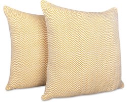 Set van 2 Premium Kussenhoezen - 100% Katoen - 40 x 40 cm Visgraatmotief - Decoratieve Kussenhoezen voor Bed, Sofa of Bank