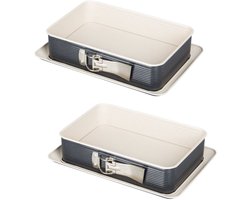 Set van 2 rechthoekige scharniervormen 28 x 18 cm crème zwart Zenker Smart Pastry