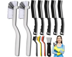 Set van 2 reinigingsborstels - Kieren reinigen - Stijve borstelharen - Reinigingsbenodigdheden - Totaal 22 stuks gereedschap - Geschikt voor keuken, badkamer, hoeken, voegen, gootstenen, kopjes, theepotten, flessen, blenders