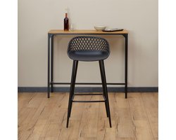 Set van 2 Retro Barkrukken – Comfortabele Bistrostoelen met Rugleuning, Kunststof Zitting & Metalen Frame – Moderne Hoge Stoelen voor Keuken, Bar of Eetkamer – Rood
