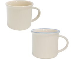 Set van 2 retro keramische mokken, stijlvolle theekopjes met handvat voor dagelijks gebruik en speciale gelegenheden