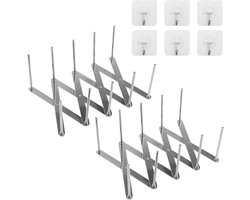 Set van 2 ribrekken met dekselhouder van roestvrij staal voor BBQ en keuken - Spareribs houder en organiser met 6 haken