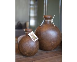 Set van 2 roest kruikjes vaasjes metalen vaasjes roestbruin metalen fles decoratie