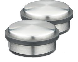 Set van 2 roestvrijstalen deurstoppers met rubber - Zwaar & Antislip - Voor binnendeuren (5 x 10 cm)