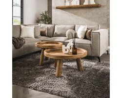 Set van 2 ronde salontafels Pien mangohout