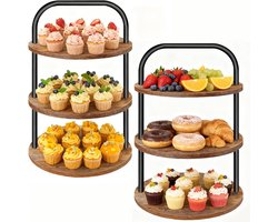 Set van 2 Ronde Taart Etageres met 3 Verdiepingen - Presenteer Taarten en Desserts