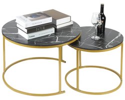 Set van 2 ronde uittrekbare salontafels met industrieel design