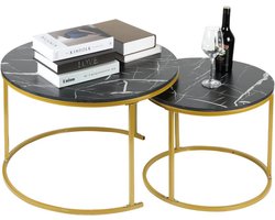 Set van 2 ronde uittrekbare salontafels met industrieel design