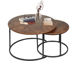 Set van 2 Ronde Uittrekbare Salontafels met Marmereffect