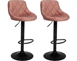 Set van 2 roze fluwelen barkrukken ROBIN