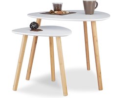 Set van 2 ruimtebesparende bijzettafels - Scandinavisch design voor bloemen decoratie - woonkamer wit