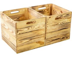 Set van 2 Rustieke Houten Opbergkisten voor IKEA Kallax en Expedit Rekken