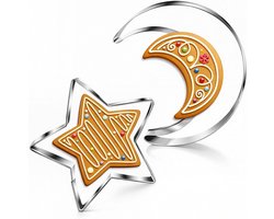 Set van 2 RVS Koekjesuitsteekvormen in Ster en Maan voor Sandwiches, Fondant en Donuts, Perfect voor Kinderontbijt en Feestjes