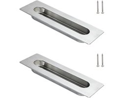 Set van 2 RVS Satijnen Glijdende Deurgrepen, Concave Handgrepen voor Kasten, Lades en Interieurdeuren - 120 x 40 mm, Ideaal voor Verbetering van Meubilair en Ruimtebesparing