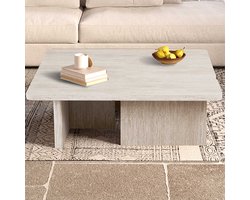 Set van 2 salontafels Arallo - 120x120x38cm - travertin - Rousseau - Salontafel - Beige - Melamine; MDF