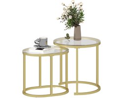Set van 2 salontafels - ovaal en rond - stapelbaar - staal - Ø50 x 50 - 5H cm - goud
